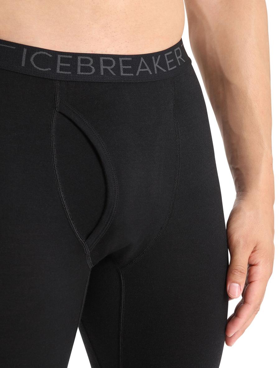 Black Men's Icebreaker Merino 200 Oasis with Fly Leggings | USA 1134MQZA